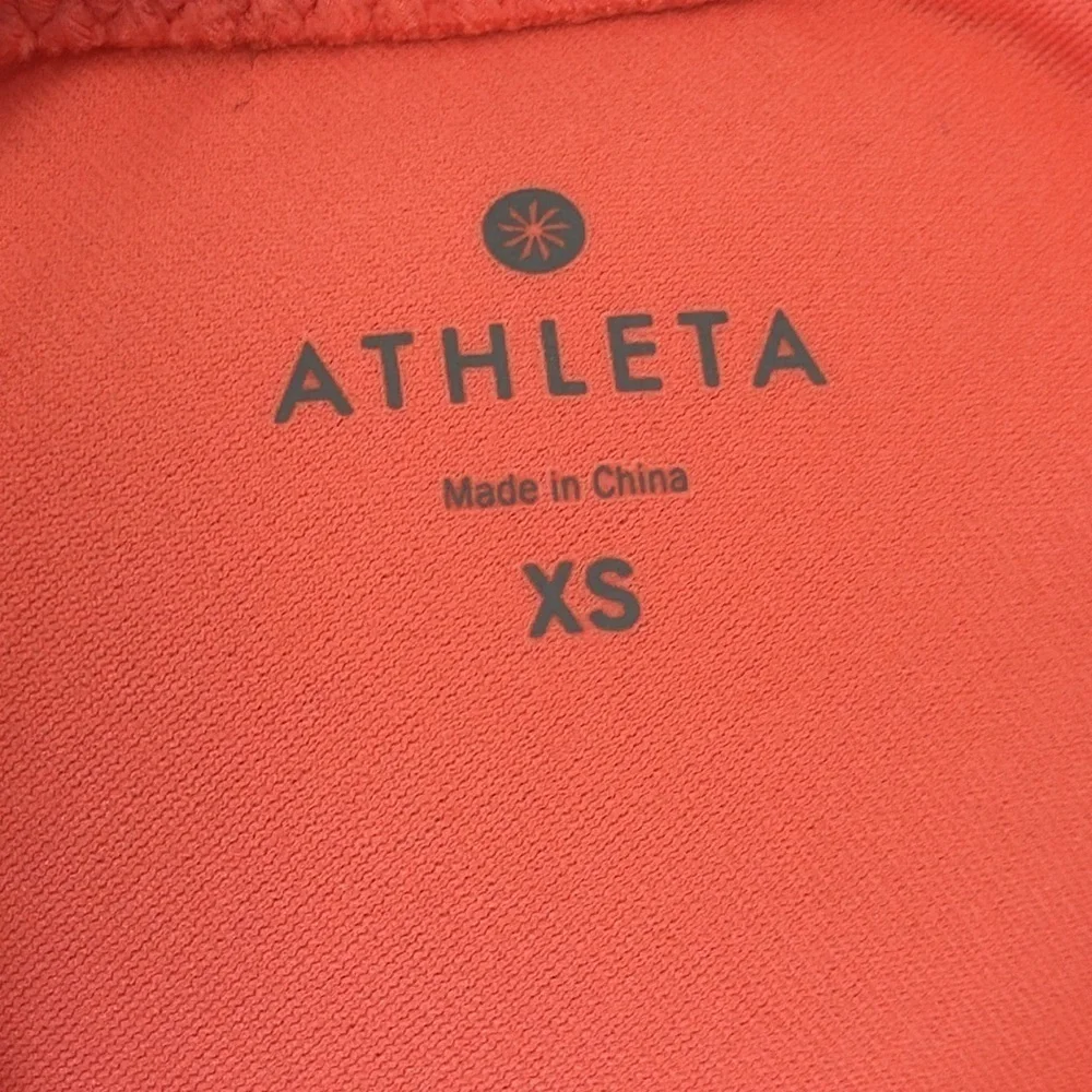 Athleta Ruched‎ Tankini Swim Top Women's XS Neon Orange Removable Bra Pads